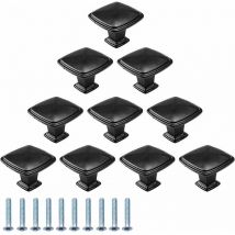 10 Pcs Bouton de Meubles Noir Tiroir de Poignée Boutons de Porte Poignées de Meuble Carrés Unique Trou Rond Boutons de Tiroir Placards de Cuisine