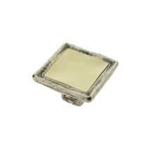 Bouton de meuble porcelaine blanc zamak argent 31x31mm, maroni