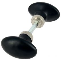 Bouton double ovale 1 portée carré de 6 mm coloris noir mat finition nickel mat - MÉRIGOUS