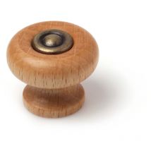 Bouton en bois avec finition en hêtre transparent., Dimensions: 30x30x25mm, ø: 30mm - talla