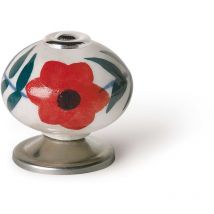 Bouton en porcelaine avec illustration florale, dimensions: 40x40x38mm ø: 40mm - talla