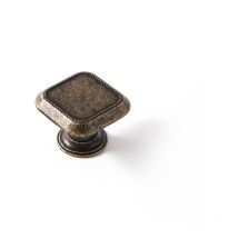 Bouton en Zamak finition cuir vieilli, dimensions: 30x30x22mm - talla