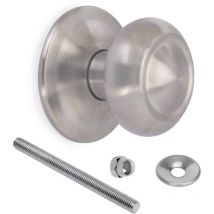 Bouton de porte d'entrée, Modèle Fedora, Ø70mm poignée pour porte d'entrée, Acier inoxydable, Nickel satiné - Emuca