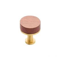 Bouton laiton et bois Qupon - diamètre 30 - finition noir mat Metakor