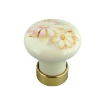 Bouton porcelaine - Décor : Fleur rose pâle Tcasystem
