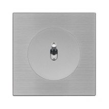 Fontini - Bouton poussoir alu avec manette chrome dom et plaque simple métallisée gris – Design moderne et fonctionnalité élégante