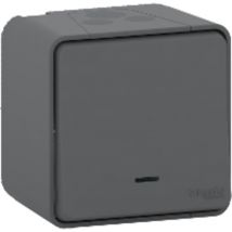Mureva Styl - Bouton poussoir lumineux led - saillie - IP55 - IK08 - gris - MUR35028