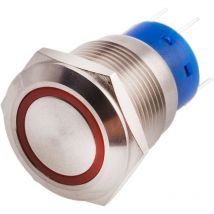 Rs Pro - Bouton-poussoir, Momentané lumineux, led Rouge, Unipolaire à deux directions (1RT), 5 a, Argent, Montage panneau 24V ( Prix pour 1 )