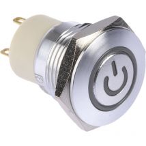 Bouton-poussoir, Verrouillable lumineux, led Vert, Unipolaire à une direction, 2 a, Montage panneau ( Prix pour 1 )