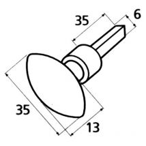 Brionne - Bouton olive condamnation castel - Décor : Rouillé ciré - Hauteur : 35 mm - Largeur : 13 mm - Matériau : Fer