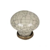 Bouton zamac - Diamètre : 30 mm - Hauteur : 28 mm - Décor : Vieux laiton / Craquelé Fosun