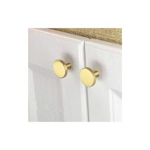 Litzee - Boutons de Meuble en Laiton Brossé, Boutons de Tiroir de Commode en Or, Pour Armoires, Placards, Salle, Bain et Cuisine, lot de 10