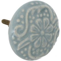 Boutons de meuble x2 Aniya en céramique & métal D4,5cm bleu Atmosphera Créateur D'intérieur