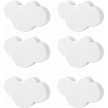 Boutons de tiroir en forme de nuage, boutons de meubles, 6 poignées en bois (blanc)