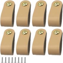 Boutons et poignées de meubles,8 Pièces Poignee Cuir, Facile à installer, Convient à toutes sortes de portes et tiroirs d'armoires