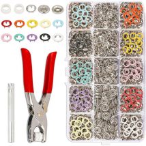 Boutons-pression avec pinces, ensemble de boutons-pression en métal avec outil de boutons fixes, boutons-pression 100sets pour bricolage artisanat