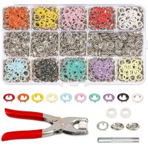 Boutons-pression avec pinces, ensemble de boutons-pression en métal avec outil de boutons fixes, boutons-pression 150sets pour bricolage artisanat