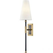 Bowery Applique 1 Luce 'a' Ottone invecchiato, Lino