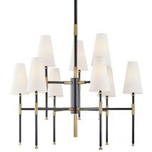 Hudson Valley - Bowery Lampadario a 9 luci in ottone anticato, lino