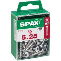 Spax - Set di 50 viti Torx in acciaio a testa tonda, Diam.5 mm x L.25 mm