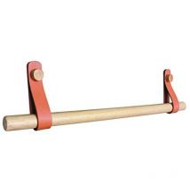 Portasciugamani da parete, 1 barra laterale, in legno, effetto pelle, 50 x 12 x 3 cm - Box And Beyond