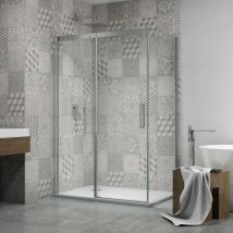 Ix Box Shower - Box angolare porta scorrevole gelsomino vetro 8 millimetri trasparente temperato misure 68-70x118-120xh200 cm dx - confezione 1