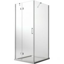 Idralite - Box doccia battente vetro trasparente con easyclean h 190 mod. Flip Anta + Fisso 75x50 cm