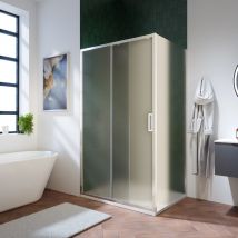 Box Doccia 100x70 cm con Apertura Scorrevole e Parete Fissa Profili in Alluminio Ultraslim Vetro 6mm Opaco con Trattamento Easy-clean - Reversibile
