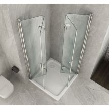 Bricoshop24 - Box Doccia 2 Ante a Libro 60 70 80 90 100 8 mm in Cristallo Vetro Trasparente - Misura Box Angolare 60x60