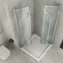 Luminosa Arredobagno - Box doccia 2 lati a libro a doppia anta pieghevole trasparente 8mm h195 duo flex, dimensioni 100x90