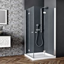 Karag - Box doccia 2 lati a libro trasparente 6mm h200 s 7 cromo, dimensioni 70x80