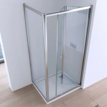 Essence Arredo Bagno - Box doccia 2 lati a libro trasparente o stampato 6mm h190 asia, tipo di vetro trasparente, dimensioni 80x70