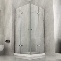 Essence Arredo Bagno - Box doccia 2 lati battente a doppia porta trasparente 8mm h195 glam, dimensione porta 100cm, dimensione seconda porta 110cm