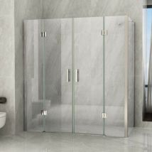 Essence Arredo Bagno - Box doccia 2 lati battente doppia porta trasparente 8mm h195 amanda maxi, dimensioni 160x70