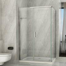 Essence Arredo Bagno - Box doccia 2 lati battente interna ed esterna trasparente 8mm h195 hero, dimensioni 120x80