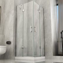 Essence Arredo Bagno - Box doccia 2 lati doppia porta battente trasparente 8mm h195 amanda, dimensioni 80x100