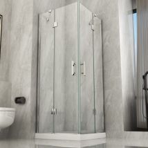 Essence Arredo Bagno - Box doccia 2 lati doppia porta battente trasparente 8mm h195 amanda, dimensioni 70x70