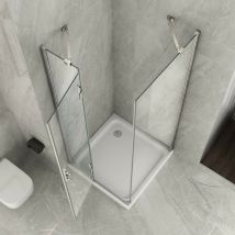 Essence Arredo Bagno - Box doccia 2 lati battente trasparente 8mm h195 amanda, dimensioni 90x70