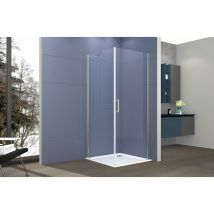 Tacoshop - Box doccia 2 lati 70x90 cm fisso + porta 1 battente H200 cm cristallo 6mm profilo satinato lucio