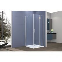 Tacoshop - Box doccia 2 lati 80x70 cm fisso + porta un battente H200 cm cristallo 6mm profilo satinato pippo
