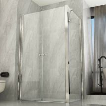 Essence Arredo Bagno - Box doccia 2 lati saloon apertura esterna e interna trasparente 8mm h195 iris, dimensioni 70x70