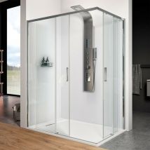 Luminosa Arredobagno - Box doccia 2 lati scorrevole a doppia anta trasparente anticalcare 6mm h195 xena, dimensioni 70x70