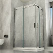 Essence Arredo Bagno - Box doccia 2 lati scorrevole a doppia porta trasparente 8mm h195 aurelia, dimensioni 100x100