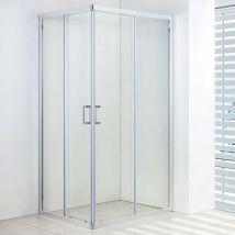 Essence Arredo Bagno - Box doccia 2 lati scorrevole a doppia porta trasparente o stampato 6mm h185 horn, tipo di vetro satinato, dimensioni 75x75