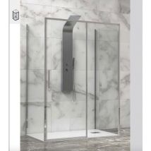 Karag - Box doccia 2 lati scorrevole cristallo trasparente 8mm profilo cromo h200 lea 400, dimensioni 140x90