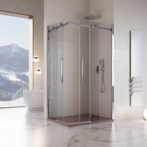 Essence Arredo Bagno - Box doccia 2 lati scorrevole ingresso angolare trasparente anticalcare 8mm h200 chiara, dimensioni 70x70