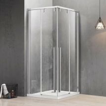 Karag - Box doccia 2 lati scorrevole trasparente anticalcare 8mm h200 santorini 100 cromo, dimensioni 80x120