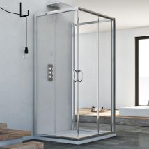 Idralite - Box doccia 3 lati scorrevole vetro trasparente h 185 mod. Junior Trio 80x80x80 cm quadrato