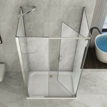 Essence Arredo Bagno - Box doccia 3 lati battente interna ed esterna trasparente 8mm h195 hero, dimensioni 70x120x70