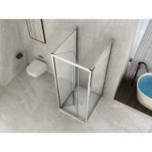 Lineadoccia - Box Doccia 3 Lati in Cristallo 6 mm Trasparente 2 Lati Fissi ed 1 Porta a Libro Soffietto 60 (fisso) x 60 (libro) x 60 (fisso) xh190